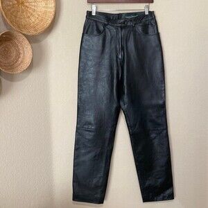 Harve Bernard by Benard Holtzman Black Leather Pants 10RL